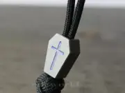 EDC TC4 Titanium Cross Mark Parachute Cord Bead Keychain Pendant Lanyard DIY