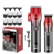 MARSKE 2 In 1 Electric Hair Clipper Set for Men Cordless Rechargeable Trimmer Kit with LCD Display 6500 RPM