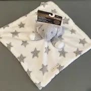 Blankets & Beyond Gray Elephant Stars Security Blanket Lovey White Plush Nunu