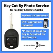 -Key Cut by Photo- Service for New Ford Remote Headkey Combo Fob for CWTWB1U793