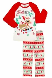 NWT Girl's Rudolph Pajamas Pj Set 6 6X 7 S M Christmas Reindeer Holiday Clarice