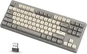 ATTACK SHARK M87 80% Wireless Gaming Keyboard,87 Keys with Rainbow Lights,Bluetooth 5.0/2.4Ghz Dual Mode Computer Gaming Keyboard for Office Silent/Gaming - Grey