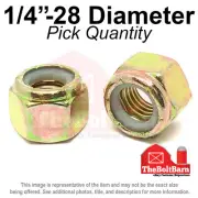 1/4"-28 Grade 8 Nylon Insert Hex Lock Nut Zinc Yellow FINE Nylok (Pick Quantity)