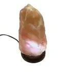 Himalayan Salt Pink Color Glow Lamp Wooden Base Cord Switch Changing Color Bulb