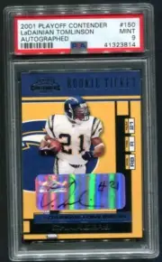 2001 Playoff Contenders Ladainian Tomlinson RC Ticket AUTO PSA 9 MINT HOF