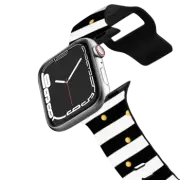 Apple Watch Series 4-6, SE (44mm) Impact Band Geometrical black white gold polka dots stripes