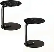 SOGA 2X 50cm Black Marble Mini Side Table Movable Lightweight w/Black Frame
