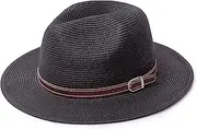 [Joywant] Men's Fedora Sun Hat Fine Braid Wide Brim UPF 50+ Straw Panama Hat