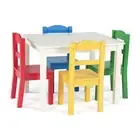 Wooden Toddler Table Set with 4 Colorful Chairs Kids Furniture Ages 3 to 8 White