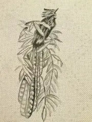 Needlepoint Hand Stitch Painted Canvas Needlepoint of Back Bay Woodpecker Grays
