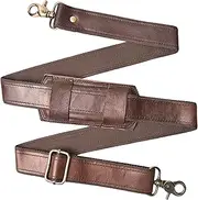 [PL PEARL LEATHER] Leather Adjustable Shoulder Strap 60" with Brass Hook, Shoulder padded Replacement for Briefcase Messenger Shoulder Duffel Handbag Tote Bag, Brown