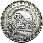 Copy 1891 U.S Hobo Morgan Coin Alien Aliens Science Fiction Horror Classic 70s Movie Silver Plated Replica Commemorative