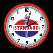 19" Standard Oil Gas Vintage Logo Sign Red Double Neon Clock Man Cave Garage