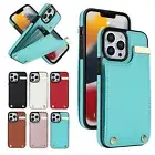 Back Card Slots Leather Case Cover For iPhone 16E 15 11 12 13 14 Pro Max XR 7/8+
