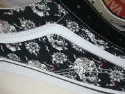 Vans Old Skool Skate Shoes Tattoo Flash Skulls Black Suede Mens 13 Flames