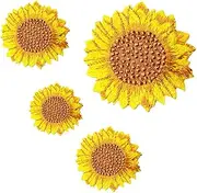 HEALSOPTHY 4Pcs Sunflower Embroidery Patches Appliques for Clothing Bags Crafts Flower Design Decorative Sewing Patches for DIY Repairs Fashion Accessories