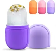 Mini Beauty Face Ice Roller, Ice Face Roller, Ice Roller for Face, Eye and Neck, Ice Roller Skin Care, Ice Holder for Face, Reusable Silicone Ice Mold for Face(Purple)