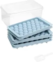 5 Pack round Ice Cube Tray with Lid & Bin Ice Ball Maker Mold for Freezer with C