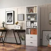 Costway6-Tier Modern Bookcase with 4 Open Shelves and 2 Drawers
