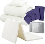 Iris Ohyama KFS-R-M10S 10-Piece Comforter Set with Ready-to-Use High-Density Mattress Updated for Improved Sleeping, High Density Urethane 25D, Extra Filling, Storage Bag with Handle, Single, Blue