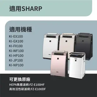 適用Sharp夏普 KI-HP100 GX100 LP100 FX100 NP100 EX100 空氣清淨機濾網 濾芯