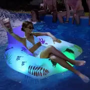 Light-Up Inflatable Pool Float with Cup Holders Floating Pool Chair for Adults A