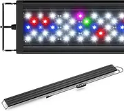 HiTauing Led Aquarium Light, 22W Full Spectrum Fish Tank Light with Timer Auto On/Off, Adjustable Brightness, White Blue Red Green Pink LEDs with Extendable Brackets for Plants,30-36in Tank.