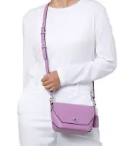 $298 NWT COACH KARLEE CROSSBODY TURNLOCK BAG Handbag Pebble Leather C2815 Violet