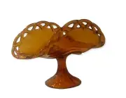 Vintage Hand Blown Glass * Lancaster Colony* Pedestal Bowl ~Amber~