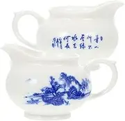 AUTSUPPL 2Pcs Blue and White Ceramic Gravy Boat Elegant Sauce Dispenser for Sauces Salad Dressings and Broths Dishwasher Safe for Home Dining and Entertaining