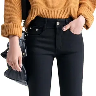 2019 New winter warm women fashion jeans feet pencil pants