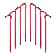 7075 Aluminum Tent Stakes 10 Pack - Ultralight 7 Inch Hook Tent Pegs with Carryi