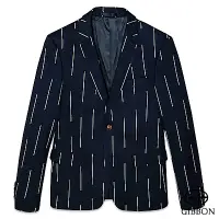 在飛比找Yahoo奇摩購物中心優惠-GIBBON 韓版型男修身西裝外套‧條紋藍46-50
