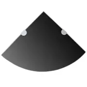 Corner Shelf with Stainless Steel Glass Support Black 25x25cm
