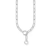THOMAS SABO Silver Link Necklace with Two Ring Clasps and White Zirconia