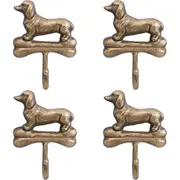 4x LVD Daschound Hanging Iron Hook Organiser Key Storage Home/Room Decor Gold