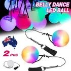Pair of LED Poi Balls Multi Coloured Light up Ball Belly Dance Party Festival AU