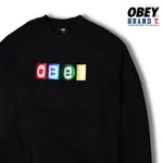 【BRAND T】OBEY BIG SHOTS CREW 黑色 刺繡 卡通 字體 LOGO 刷毛 大學T 衛衣 滑板