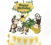 Jungle Safari Cake Decorations Monkey Theme Happy Birthday Cake Topper Animal Cu
