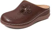 [DDWRGD] Clogs for Women Slip on Mules with Floret Closed Toe Sandals, Summer Shoes, Comfortable Walking Wedge Clogs
