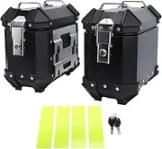 Universal Motorcycle Side Case, 36L Waterproof Aluminum Motorbike Hard Side Saddlebag Box Trunk, Left & Right Tour Storage Carrier with Security Lock & Handle for Helmet Luggage