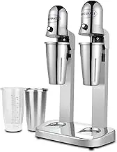 Electric Milk Shaker Maker 2 Speeds Classic Milkshake Machine Dual Head Smoothie Drink Mixer 304 Stainless Steel Milkshake Maker Machine Protein Shaker For Protein Shakes Cocktails