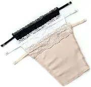 [YWTAENOH] 3Pcs Lady Lace Clip-on Mock Camisole Bra Insert Overlay Modesty Panel Vest Camisoles