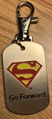 CHRISTOPHER REEVE FOUNDATION SUPERMAN GO FORWARD DOG TAG KEYCHAIN DC COMICS