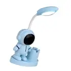 A (Blue)Desk Lamp Versatile Foldable Spaceman Look Soft Light USB Bedside