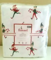 NEW Pottery Barn Kids FLANNEL Elf Organic Holiday FULL Sheet Set NWT