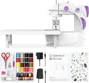 [KPCB Tech] Sewing Machine with 42pcs Sewing Kit, Mini Sewing Machine with Foot Pedal & Extension Table, Dual Threads Electric Sewing Machines for Beginners