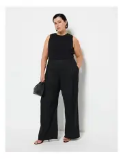 [Commonry] Pull On Pleat Front Pant in Black