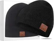 [Havvo] Bluetooth Beanie, Double-Layer Wool Lining Bluetooth Hat Beanie for Men/Women/Teens/Family, 20hrs Playing, Gift Packaging for Christmas Stocking Stuffers Thanksgiving Black