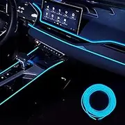 RIBHNXHI USB-Powered EL Wire Neon LED Strip Lights - 12V 16-ft Ice Blue Car Interior Kit for Sedans & SUVs
